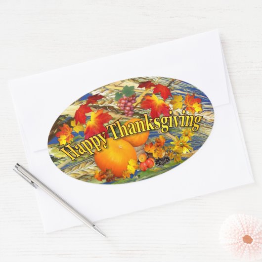 Happy Thanksgiving Ovale Sticker (Envelop)