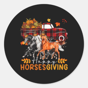 Happy Thanksgiving Paarden Drie Paarden Boer Pick Ronde Sticker