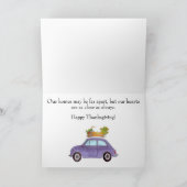 Happy Thanksgiving Paarse Retro Fiat 500 Kaart (Binnen)