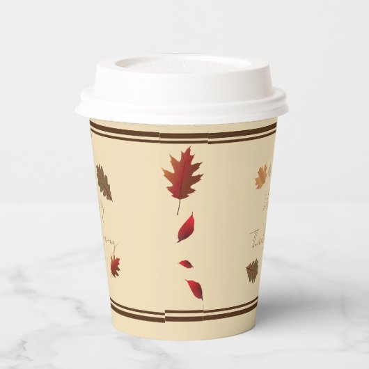 'Happy Thanksgiving' Paper Cup Set (met deksels) Papieren Bekers (Links)