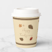 'Happy Thanksgiving' Paper Cup Set (met deksels) Papieren Bekers (Achterkant)