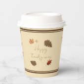 'Happy Thanksgiving' Paper Cup Set (met deksels) Papieren Bekers (Voorkant)