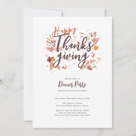 Happy Thanksgiving Party Uitnodiging (Voorkant)