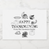 Happy Thanksgiving, pas familienaam gunsten aan Voedselcontainer Etiket (Enkel label)