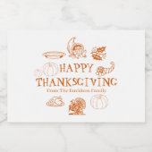 Happy Thanksgiving, pas familienaam gunsten aan Voedselcontainer Etiket (Enkel label)