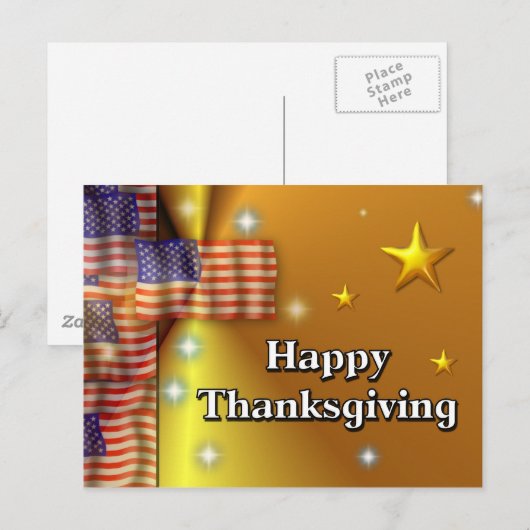 Happy Thanksgiving Patriotic Feestdagenkaart (Voorkant / Achterkant)