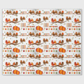 Happy Thanksgiving Pattern Cadeaupapier (Vlak)
