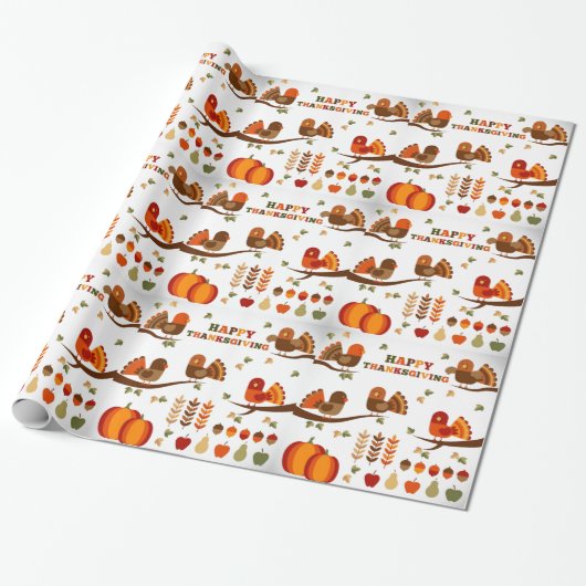 Happy Thanksgiving Pattern Cadeaupapier (Uitgerold)
