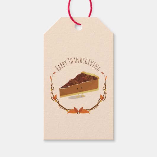 Happy Thanksgiving Pecan Pie Slice Tan Brown Cadeaulabel (Voorkant)