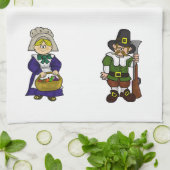 Happy Thanksgiving Pelgrims Keukenhanddoek (Gevouwen)