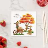 Happy Thanksgiving Personalized Herfst Scene Servet (Insitu)