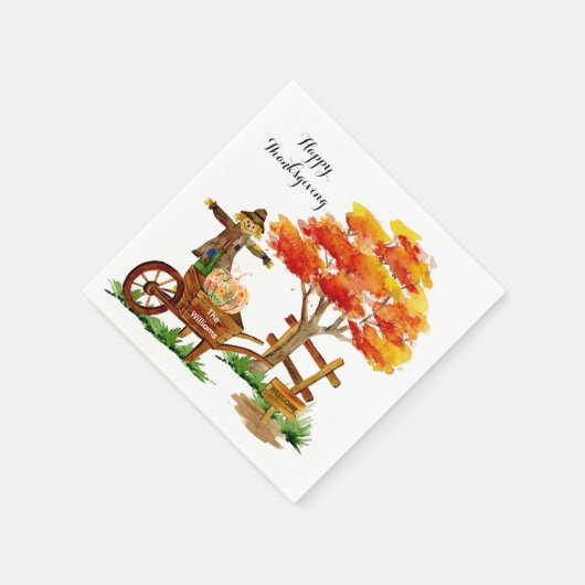 Happy Thanksgiving Personalized Herfst Scene Servet (Hoek)