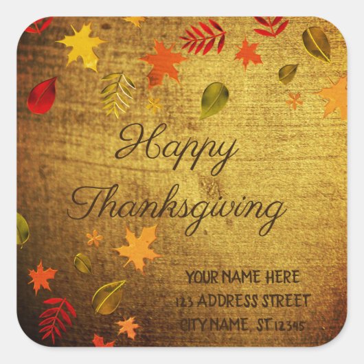 Happy Thanksgiving, persoonlijk Vierkante Sticker (Voorkant)