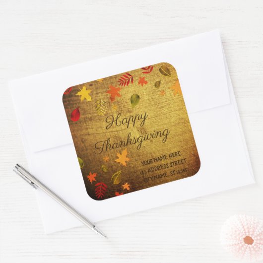 Happy Thanksgiving, persoonlijk Vierkante Sticker (Envelop)