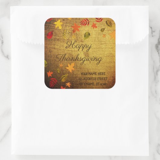 Happy Thanksgiving, persoonlijk Vierkante Sticker (Tas)