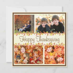 Happy Thanksgiving Photo Card Collage Autumn Leaf Feestdagenkaart
