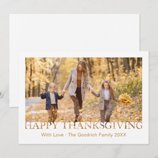 Happy Thanksgiving Photo Holiday Greeting Card Feestdagenkaart (Voorkant / Achterkant)