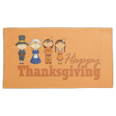 Happy Thanksgiving Pilgrim en Native American Kussensloop (Voorkant-Rechts)
