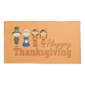 Happy Thanksgiving Pilgrim en Native American Kussensloop (Achterkant-Links)