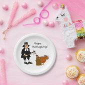 Happy Thanksgiving Pilgrim in Turkije Papieren Bordje (Feest)