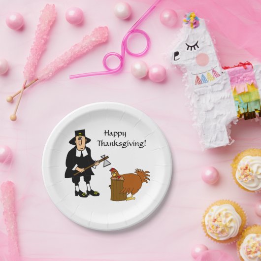 Happy Thanksgiving Pilgrim in Turkije Papieren Bordje (Feest)