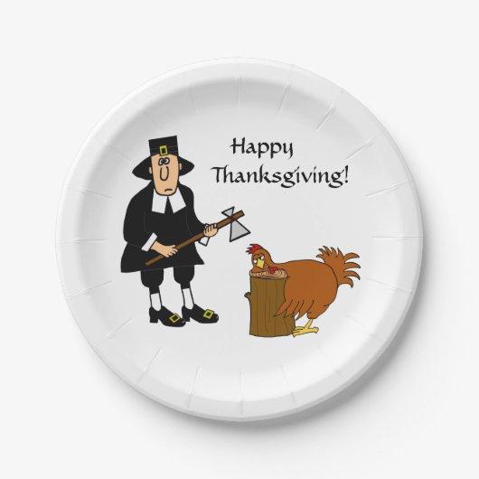 Happy Thanksgiving Pilgrim in Turkije Papieren Bordje (Voorkant)