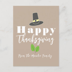 Happy Thanksgiving Pilgrim Pet Greenery Script Briefkaart