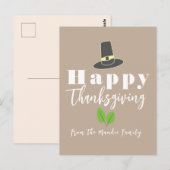 Happy Thanksgiving Pilgrim Pet Greenery Script Briefkaart (Voorkant / Achterkant)