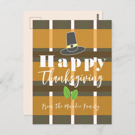 Happy Thanksgiving Pilgrim Pet Pset Briefkaart (Voorkant / Achterkant)