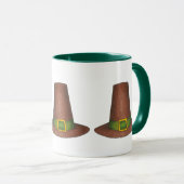 Happy Thanksgiving Pilgrim Puritan Pet Turkije Dag Mok (Voorkant rechts)