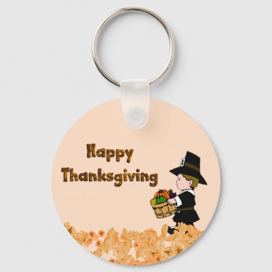Happy Thanksgiving Pilgrim Sleutelhanger (Voorkant)