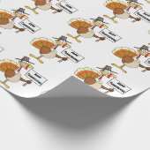 Happy Thanksgiving Pilgrim Turkije Cadeaupapier (Hoek)