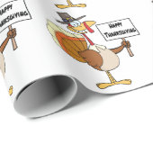 Happy Thanksgiving Pilgrim Turkije Cadeaupapier (Rol Hoek)