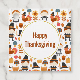 Happy Thanksgiving Pilgrims Harvest Pattern Bedankjes Labels