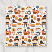 Happy Thanksgiving Pilgrims Harvest Pattern Bedankjes Labels (Achterkant)