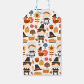 Happy Thanksgiving Pilgrims Harvest Pattern Cadeaulabel (Achterkant)