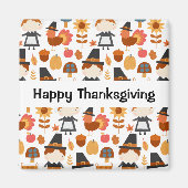 Happy Thanksgiving Pilgrims Harvest Pattern Magneet (Voorkant)