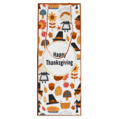 Happy Thanksgiving Pilgrims Harvest Pattern Wijn Cadeautas (Achterkant)