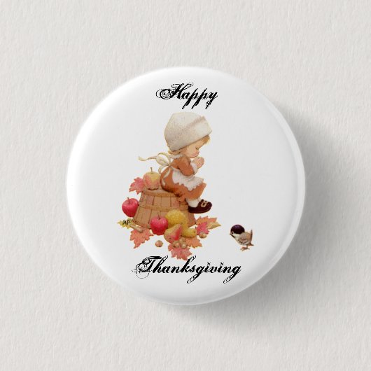 Happy Thanksgiving Pin Round en Square Ronde Button 3,2 Cm (Voorkant)