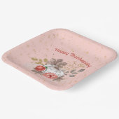 Happy Thanksgiving Pink Pumpkins and Flowers Papieren Bordje (Gebogen)