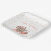 Happy Thanksgiving Pink Turkey and Pumpkins Papieren Bordje (Gebogen)