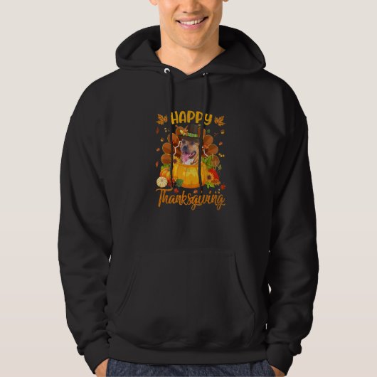 Happy Thanksgiving Pitbull Dog Turkey Pumpkin   Hoodie (Voorkant)