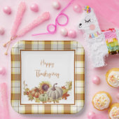 Happy Thanksgiving plaid en pompoenen Borden Papieren Bordje (Feest)