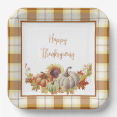 Happy Thanksgiving plaid en pompoenen Borden Papieren Bordje (Voorkant)