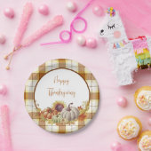 Happy Thanksgiving plaid en pompoenen Borden Papieren Bordje (Feest)
