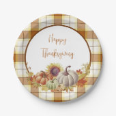 Happy Thanksgiving plaid en pompoenen Borden Papieren Bordje (Voorkant)