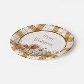 Happy Thanksgiving plaid en pompoenen Borden Papieren Bordje (Gekanteld)