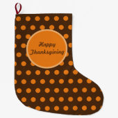 Happy Thanksgiving Polka Dot omkeerbaar stoppen Grote Kerstsok (Voorkant)
