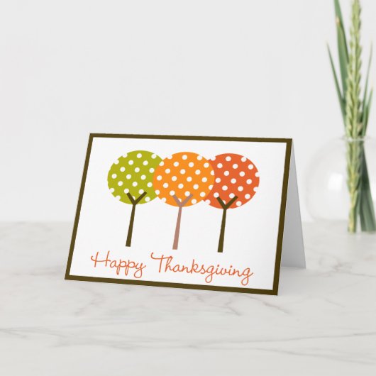Happy Thanksgiving Polka Tree Opgevouwen Kaart (Voorkant)