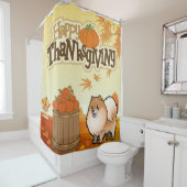 Happy Thanksgiving Pomeranian Douchegordijn (In situ)